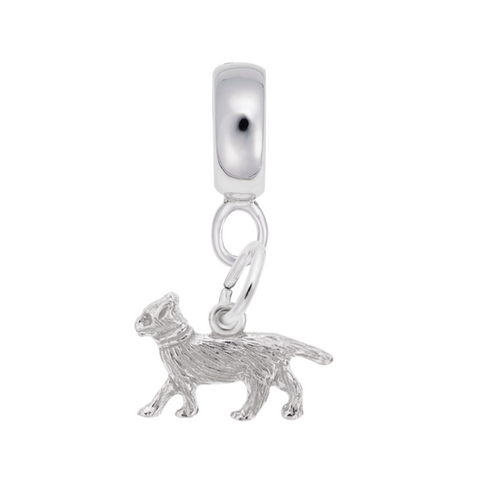 Cat Charm Dangle Bead In Sterling Silver