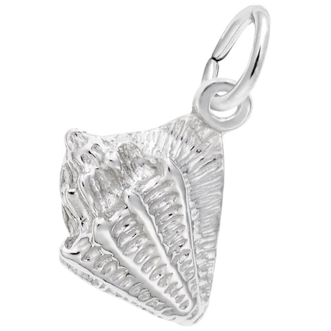 Conch Shell Charm In Sterling Silver