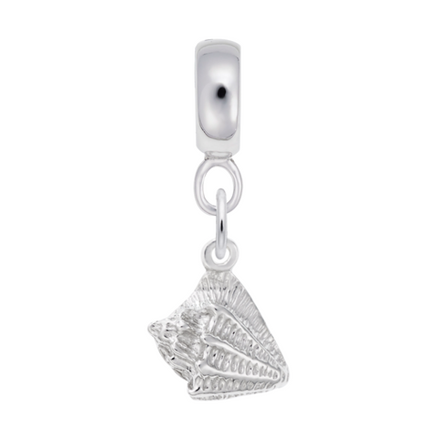 Conch Shell Charm Dangle Bead In Sterling Silver