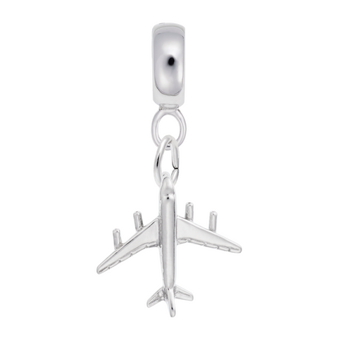 Airplane Charm Dangle Bead In Sterling Silver