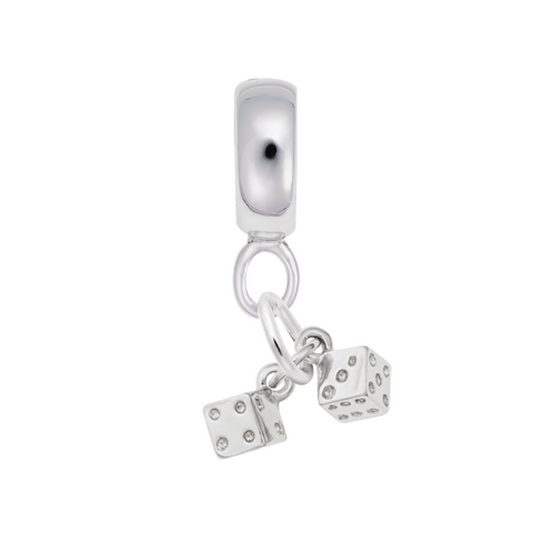 Dice Charm Dangle Bead In Sterling Silver