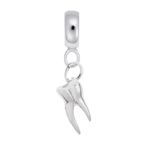 Tooth Charm Dangle Bead In Sterling Silver