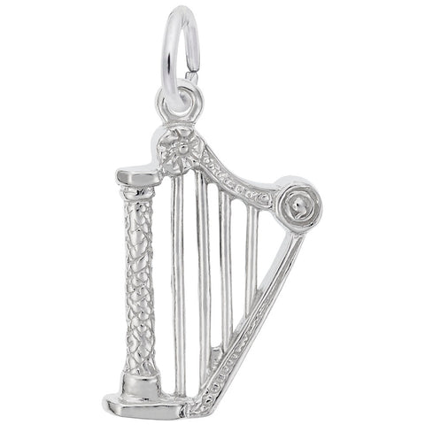 Harp Charm In 14K White Gold