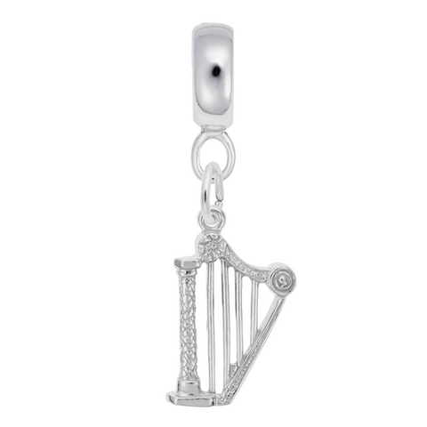 Harp Charm Dangle Bead In Sterling Silver