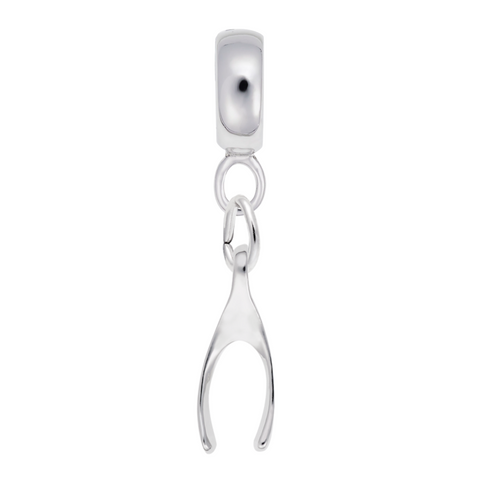 Wishbone Charm Dangle Bead In Sterling Silver