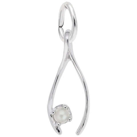 Wishbone Charm In 14K White Gold