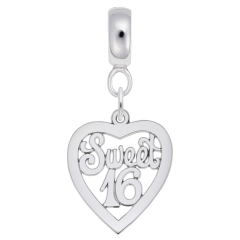 Sweet 16 Charm Dangle Bead In Sterling Silver