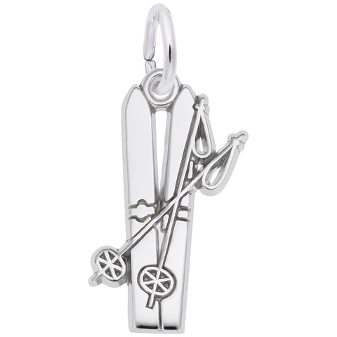 Skis Charm In Sterling Silver