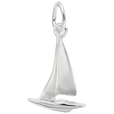 Sailboat Charm In 14K White Gold