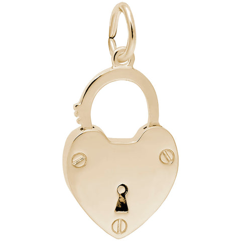 Lock, Heart Charm In Yellow Gold