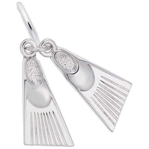 Swim Fins Charm In 14K White Gold