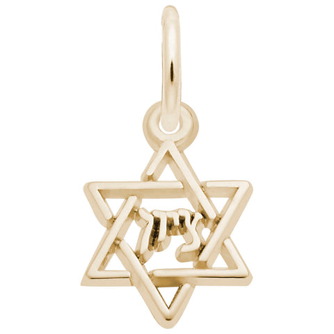 Star Of David Charm in Yellow Gold Plated