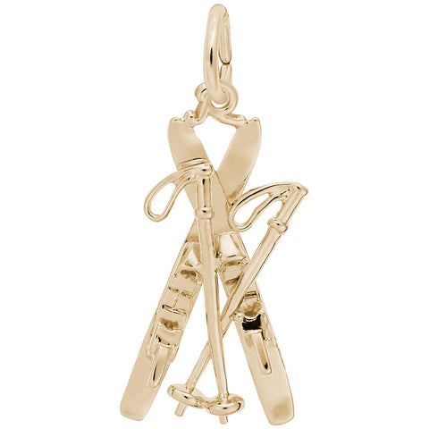 Skis Charm in Yellow Gold Plated