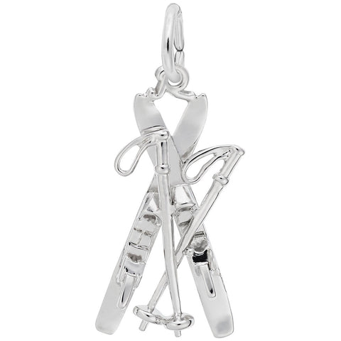 Skis Charm In 14K White Gold