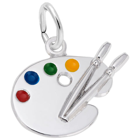 Artist Palette Charm In Sterling Silver