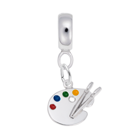 Artist Palette Charm Dangle Bead In Sterling Silver