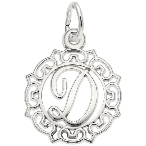 Initial D Charm In 14K White Gold