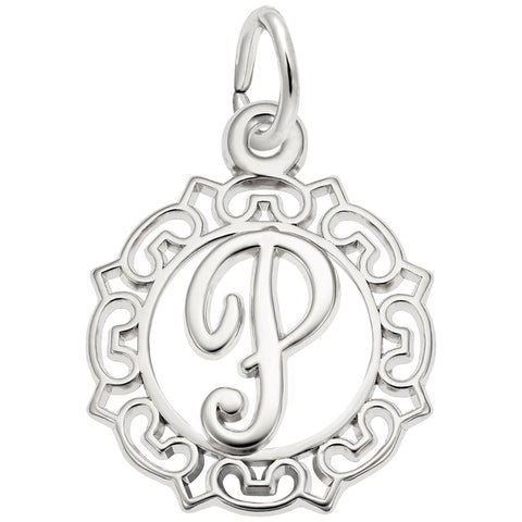 Initial P Charm In Sterling Silver