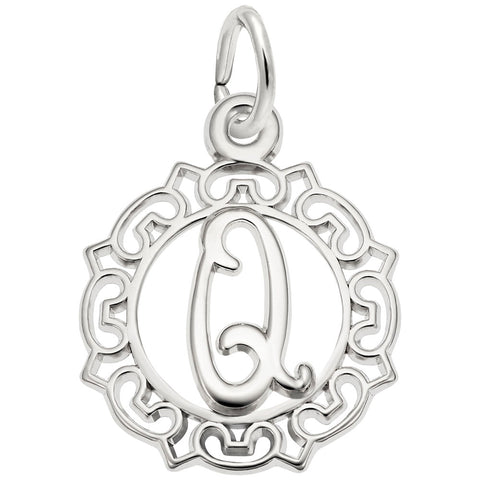 Initial Q Charm In 14K White Gold