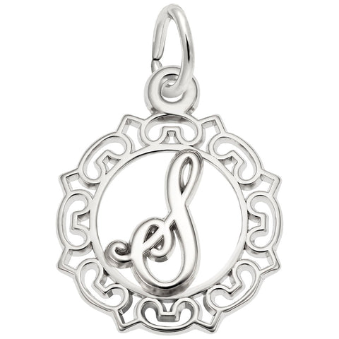 Initial S Charm In 14K White Gold