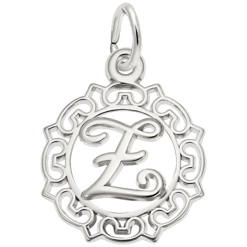 Initial Z Charm In 14K White Gold