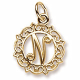 Initial N charm in 14K Yellow Gold