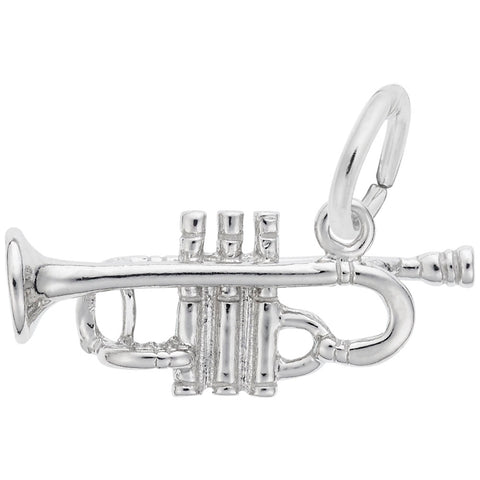 Trumpet Charm In 14K White Gold