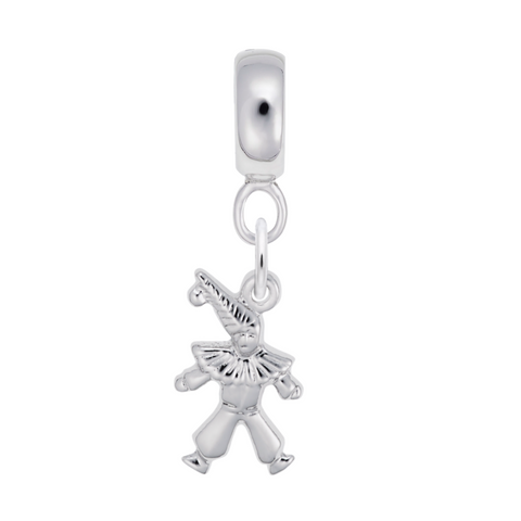 Clown Charm Dangle Bead In Sterling Silver