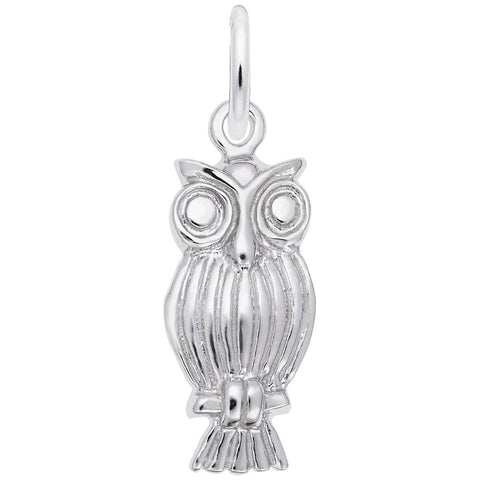 Owl Charm In 14K White Gold