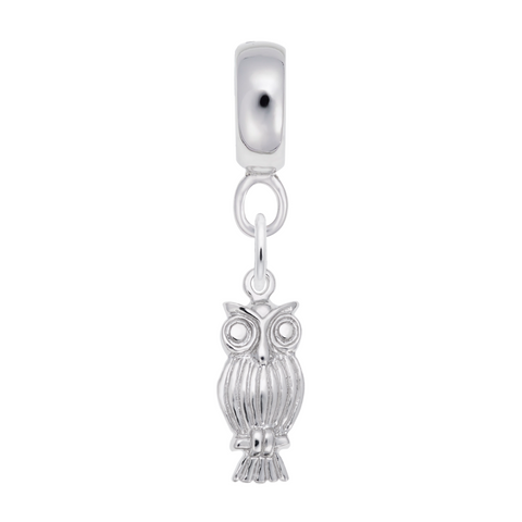 Owl Charm Dangle Bead In Sterling Silver
