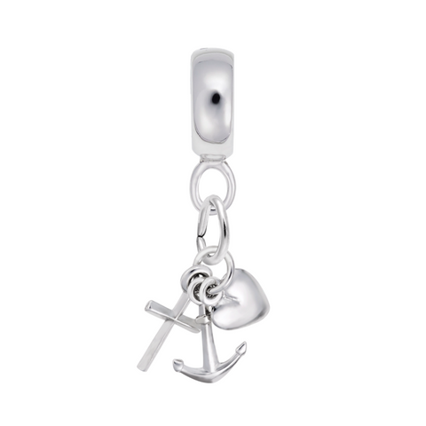 Faith,Hope,Charity Charm Dangle Bead In Sterling Silver