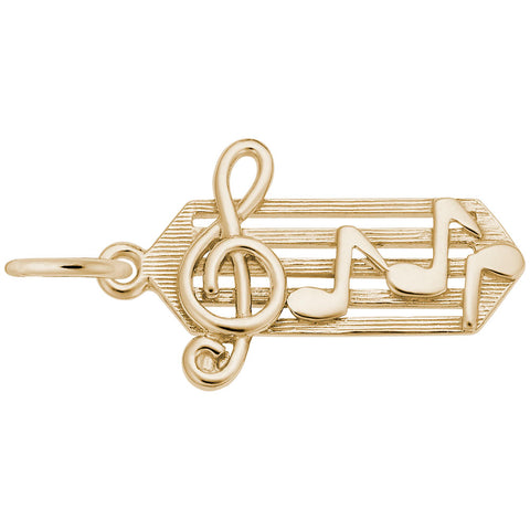 Music Staff Charm in Yellow Gold Plated