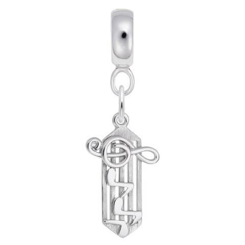Music Staff Charm Dangle Bead In Sterling Silver