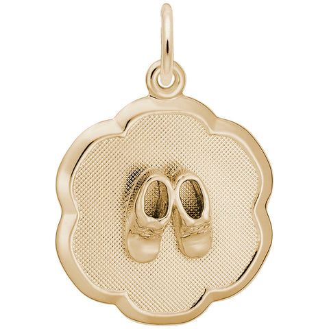 Baby Shoes Disc Charm in Yellow Gold Plated