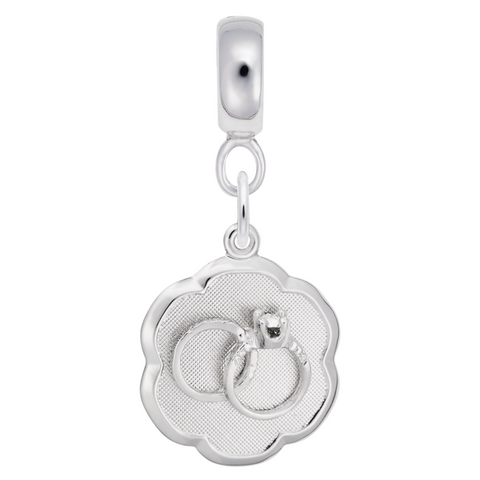 Wedding Rings Disc Charm Dangle Bead In Sterling Silver