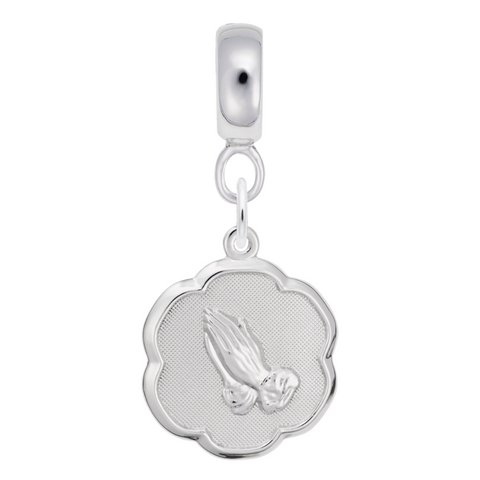 Praying Hands Charm Dangle Bead In Sterling Silver