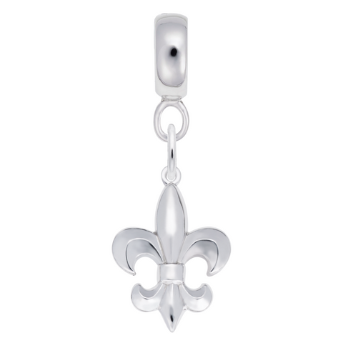 Fleur De Lis Charm Dangle Bead In Sterling Silver