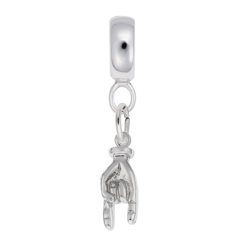 Goodluck Hand Charm Dangle Bead In Sterling Silver