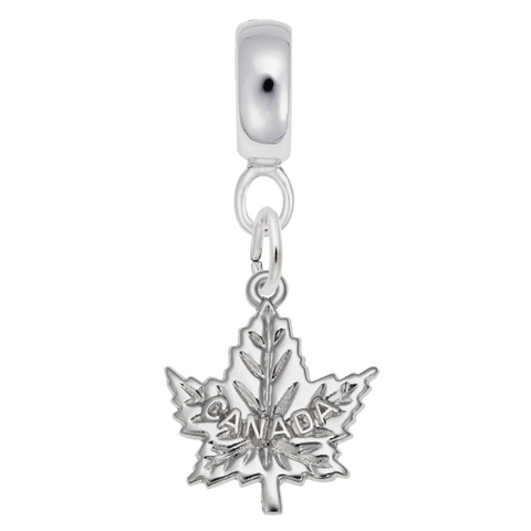 Maple Leaf, Canada Charm Dangle Bead In Sterling Silver