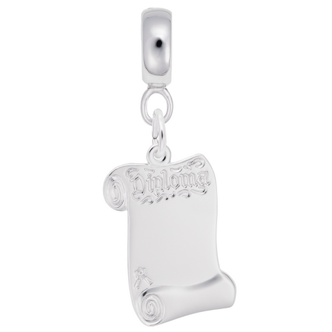 Diploma Charm Dangle Bead In Sterling Silver