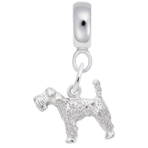 Kerry Blue Terrier Charm Dangle Bead In Sterling Silver