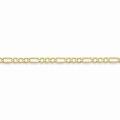 10K Yellow Gold Semi-Solid Figaro Chain Bracelet