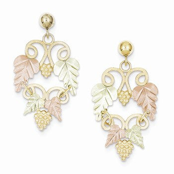 10k Tri-color Black Hills Gold Leaf Dangle Earrings