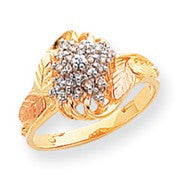 10k Tri-color Black Hills Gold Diamond Womens Ring