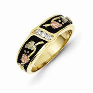 10k Tri-color Black Hills Gold Womens Antiqued Wedding Band