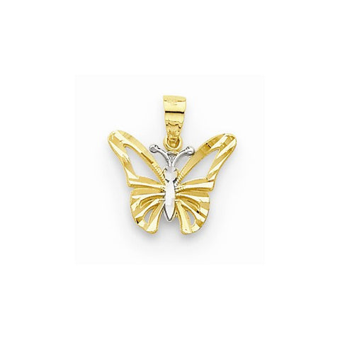 10k Yellow Gold & Rhodium Butterfly pendant, Appealing Pendants for Necklace