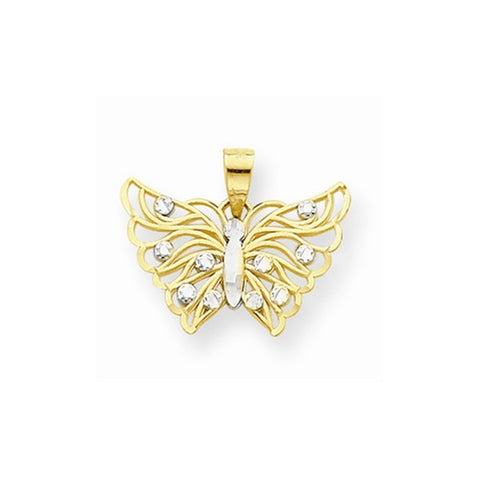 10k Yellow Gold & Rhodium Butterfly pendant, Charm