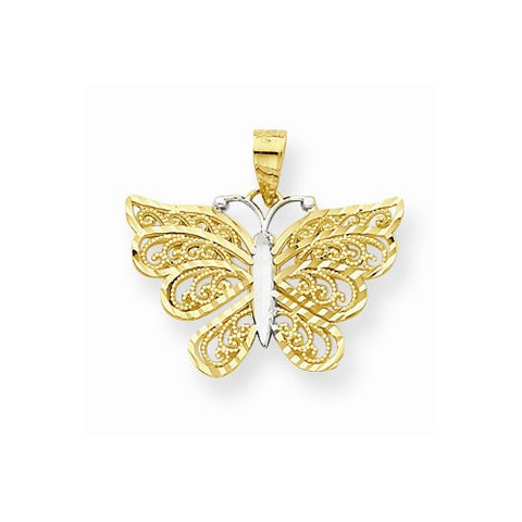 10k Yellow Gold & Rhodium Butterfly pendant, Adorable Pendants for Necklace