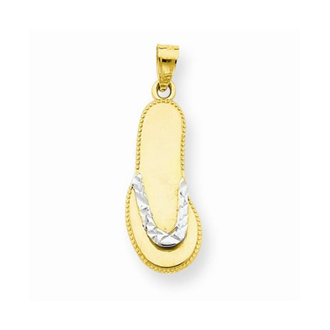 10k Yellow Gold & Rhodium Flip Flop Pendant, Pendants for Necklace