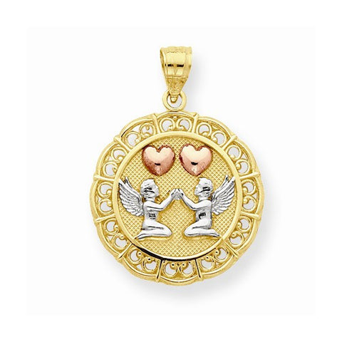 10k Gold Two-tone Angel Pendant, Pendants for Necklace